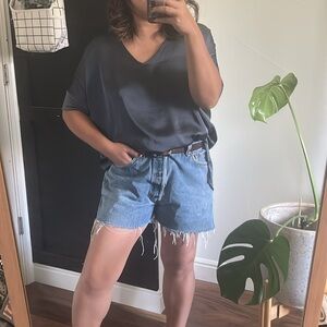 TUTU & LILLI Oversized Satin V neck Blouse. S